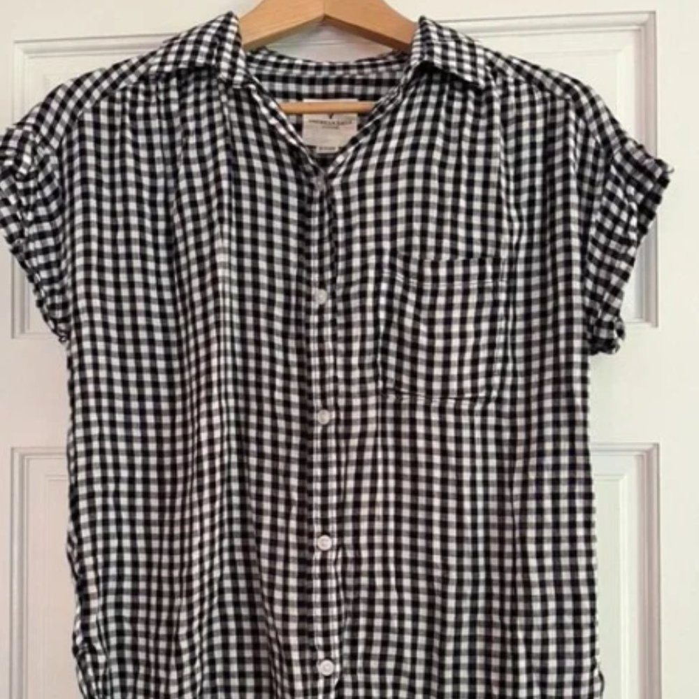 American Eagle Button Down Gingham Check Shirt - S - image 1